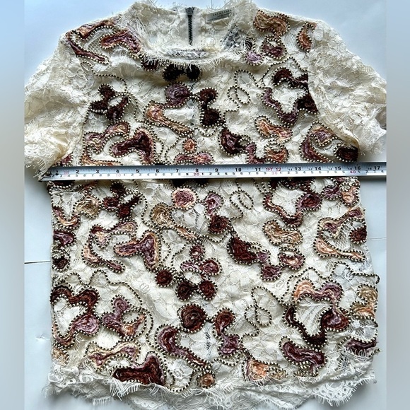 Zara Ecru Multicolored Lace Top Small embroidered - Picture 11 of 13